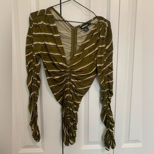 DKNY striped green fitted long sleeve shirt size Small